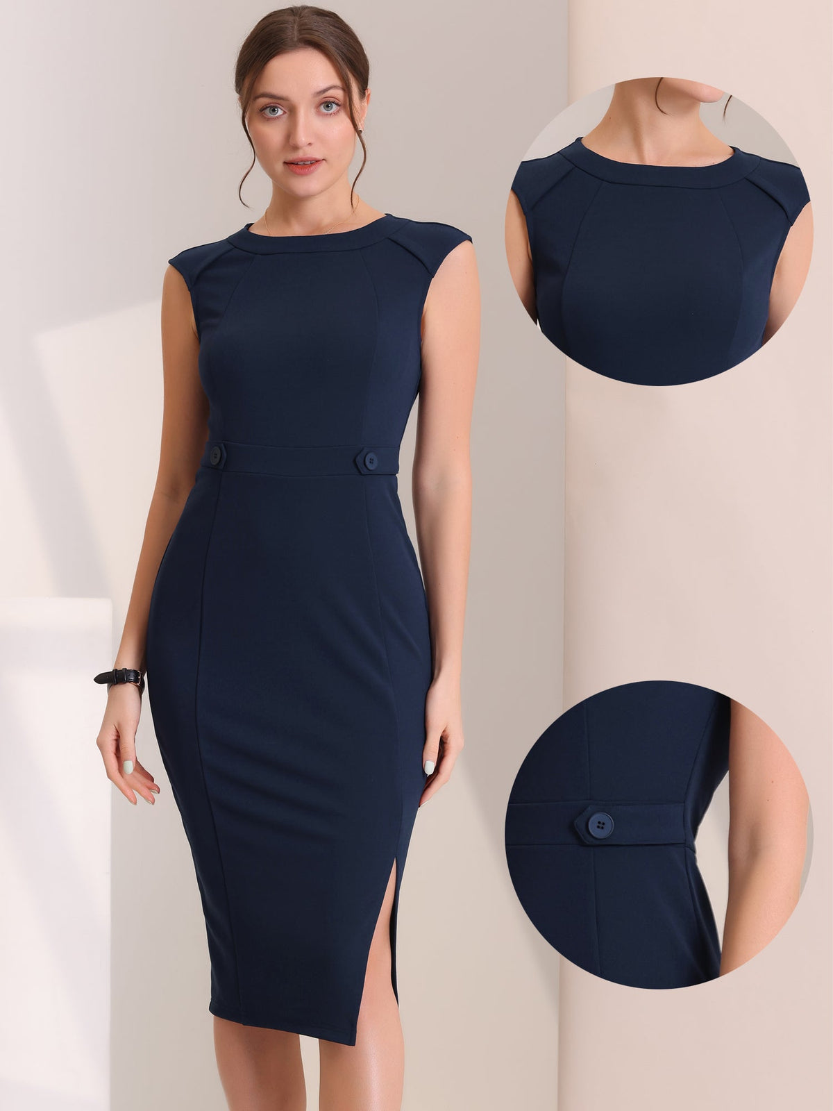 Spandex Professional Short-Sleeve Dress