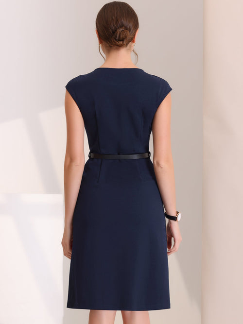 Belted Short-Sleeve Knee Blazer