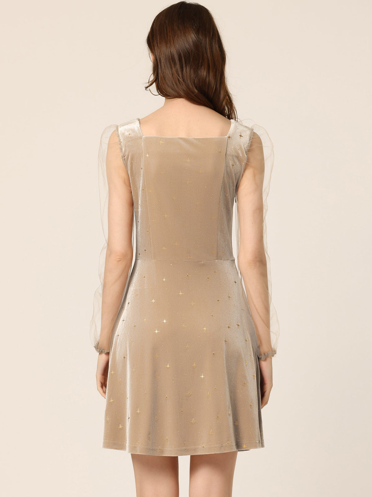 Glitter Star Square Neck Mini Dress