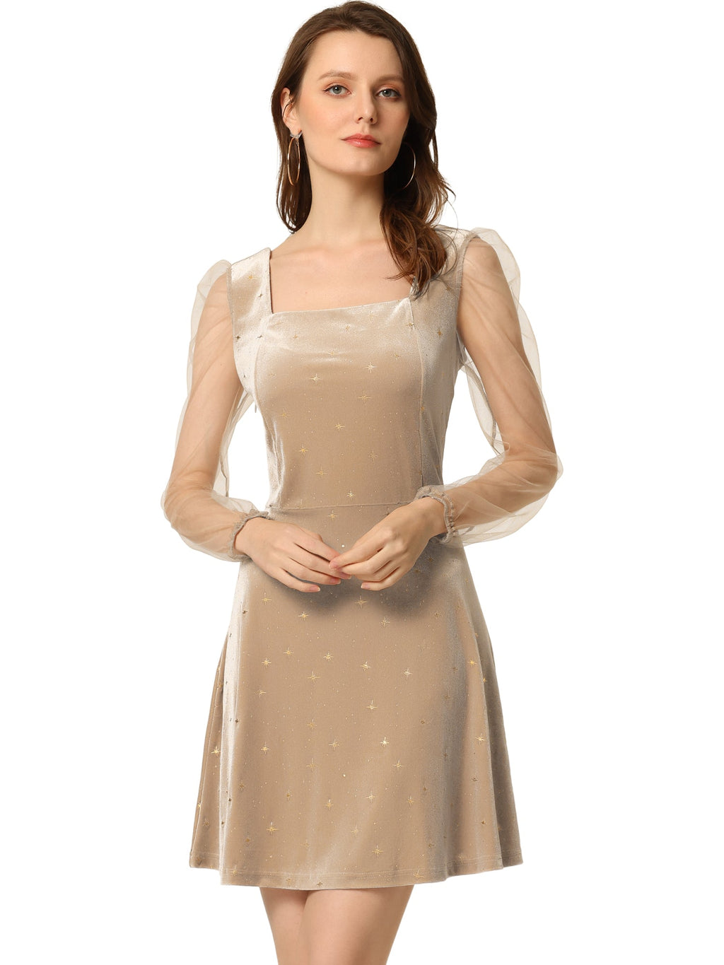 Glitter Star Square Neck Mini Dress