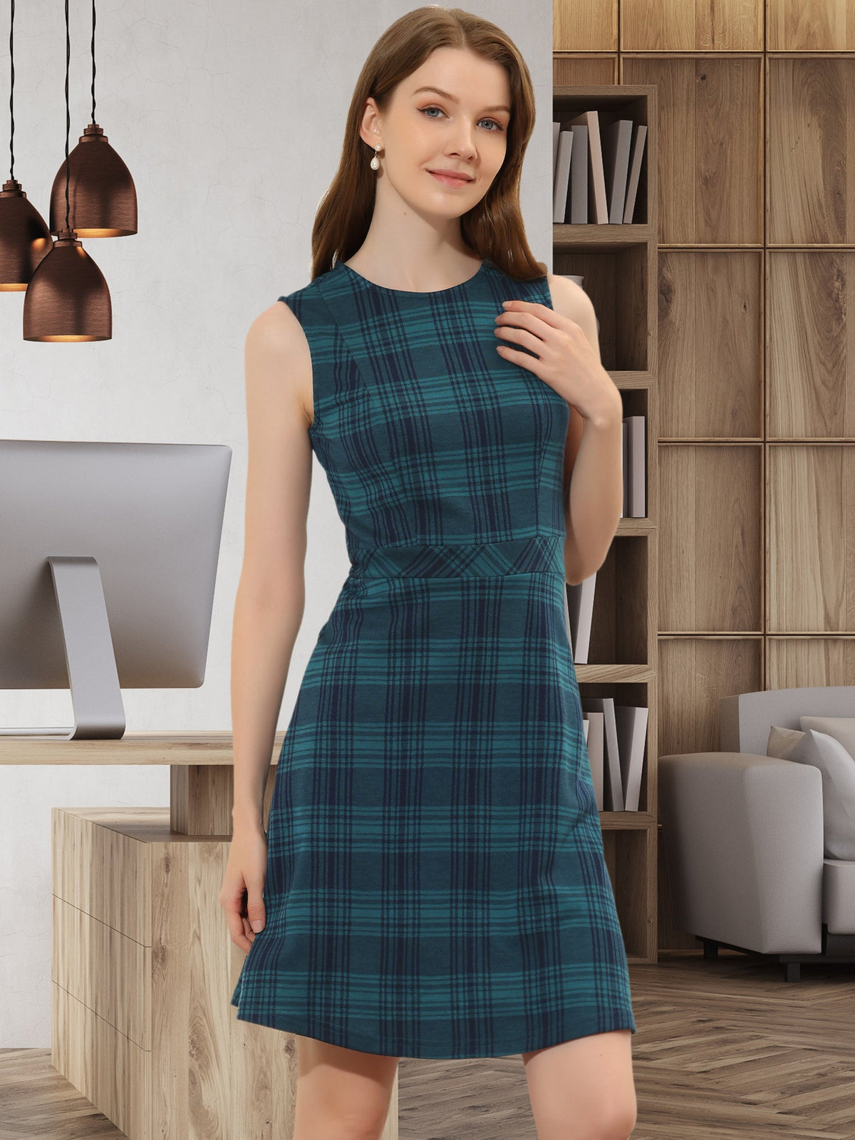 Round-Neck Sleeveless Fit-and-Flare Dress