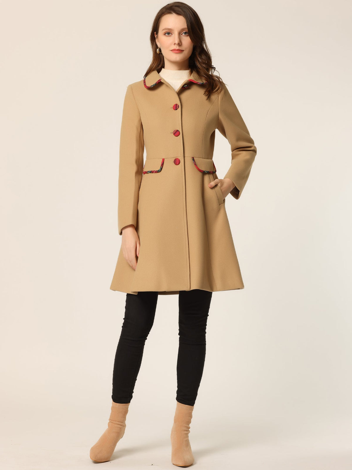 Mid-Thigh Polyester Contrast Coat