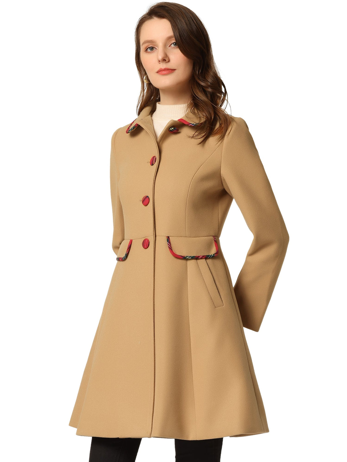 Mid-Thigh Polyester Contrast Coat