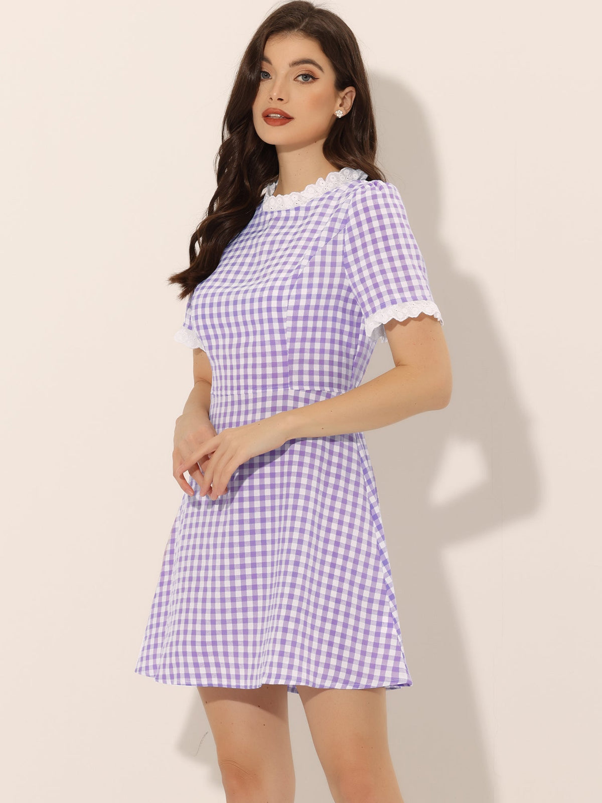 Ruffle Neck Contrast Pane Dress