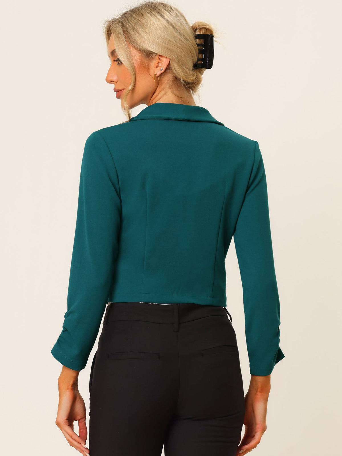 Open-Front Fitted Hook Blazer