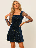 Glitter Star Square Neck Mini Dress