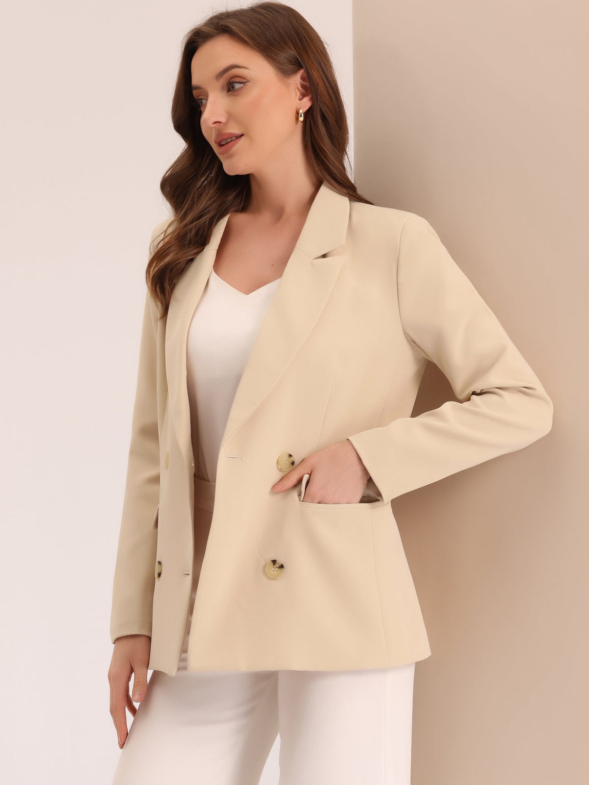 Plaid Padded-Double Breasted Blazer