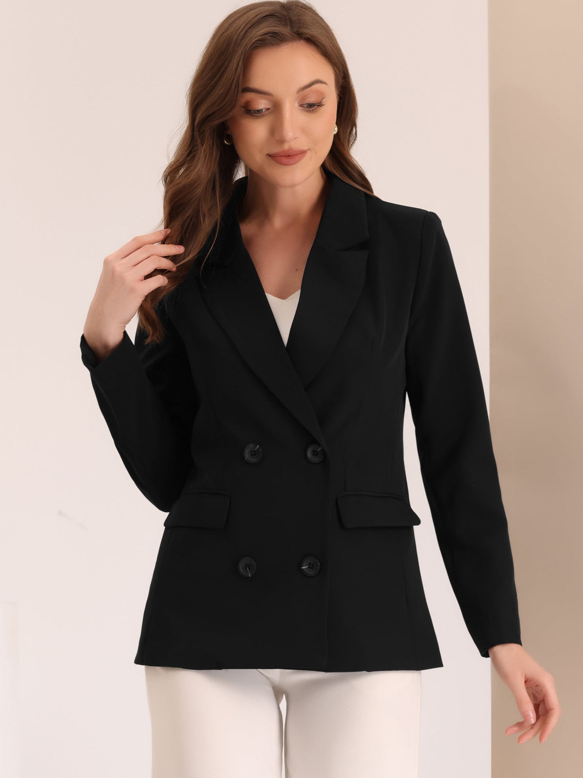 Plaid Padded-Double Breasted Blazer