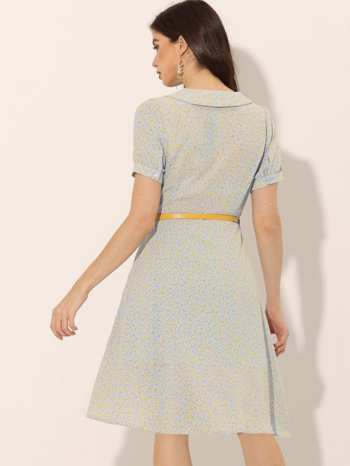 Button Cuff Hidden Zip Dress