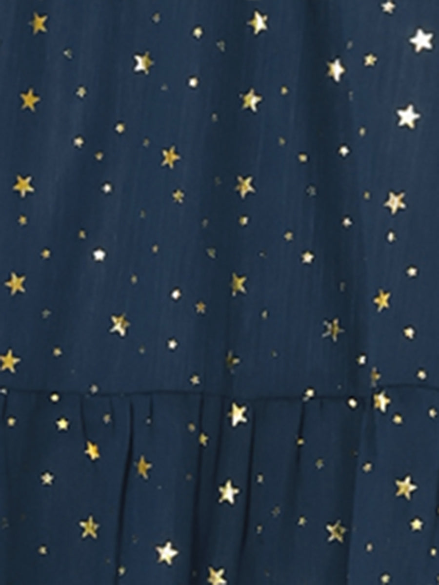Star Print Sleeveless A-Line Dress