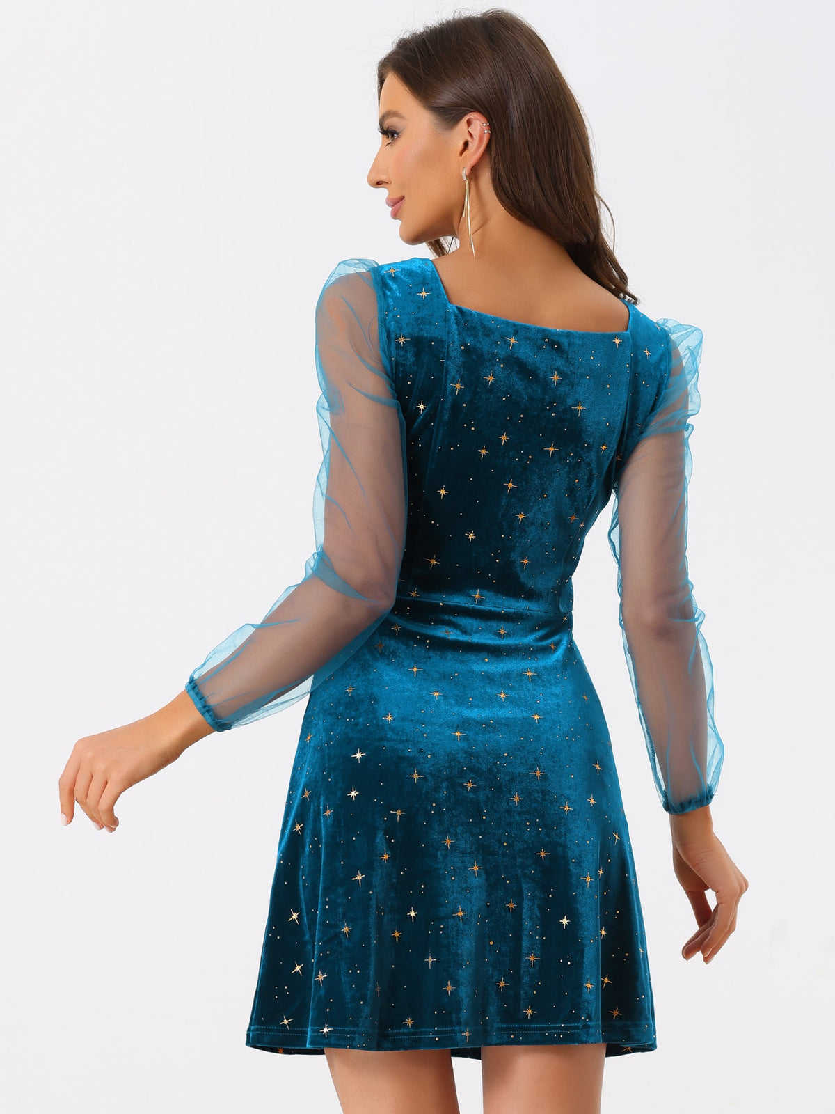 Glitter Star Square Neck Mini Dress