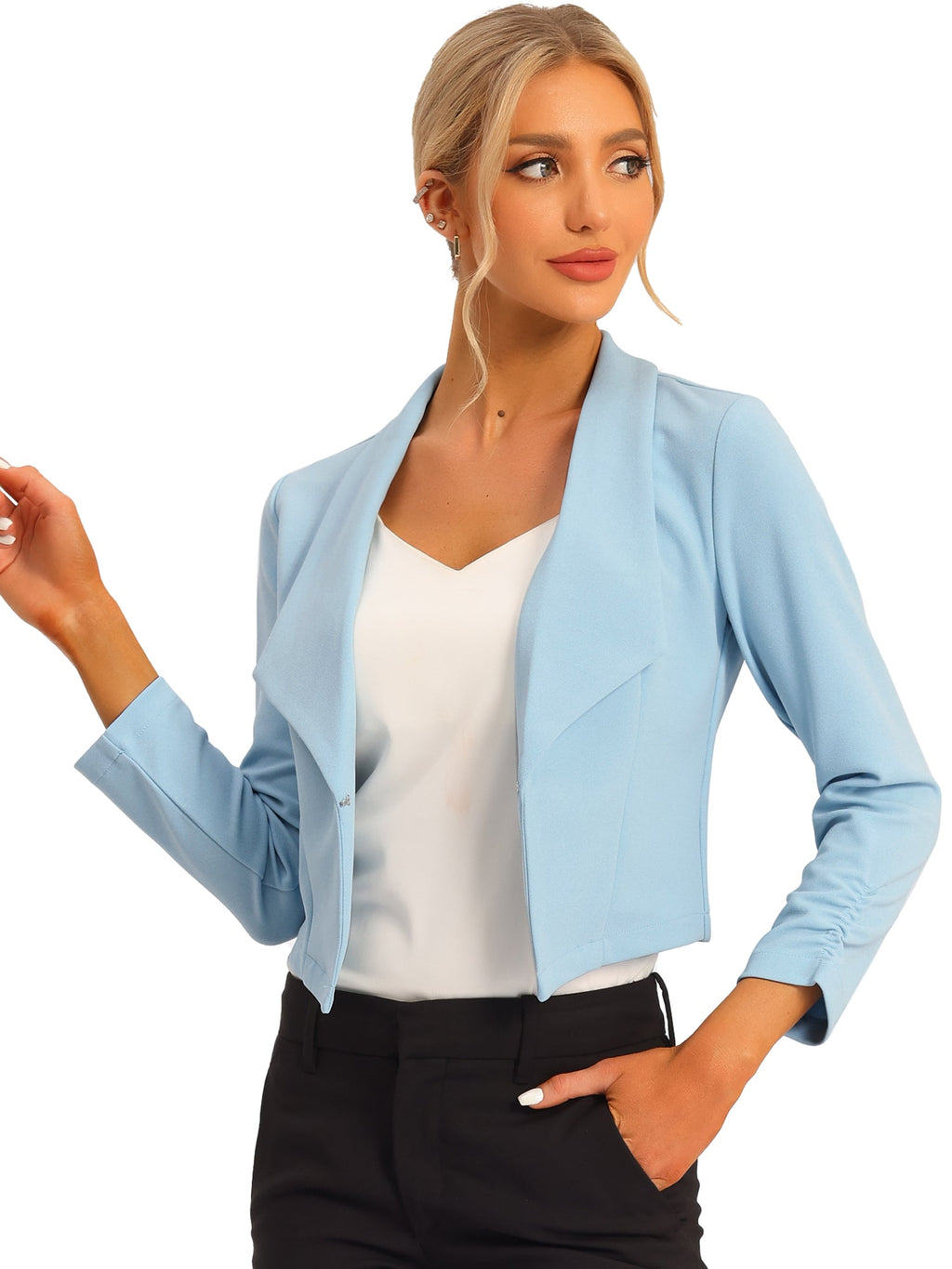 Open-Front Fitted Hook Blazer