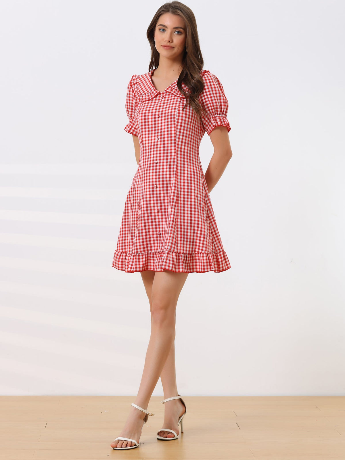 Puff Sleeve Ruffle Above-Knee Dress