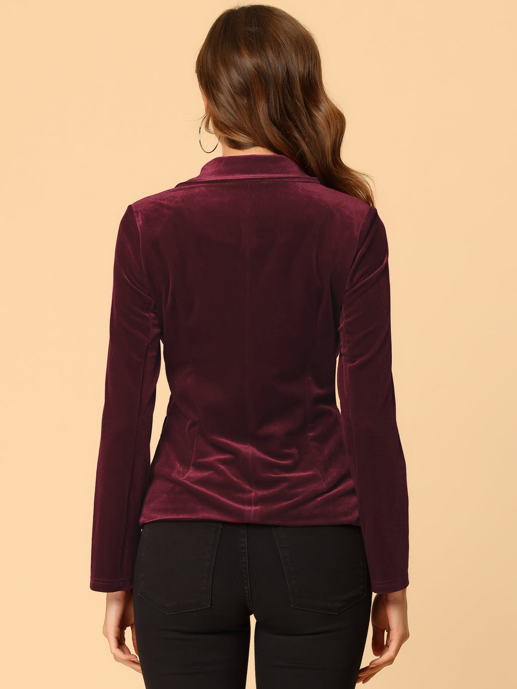 Button-Down Drape Velvet Blazer