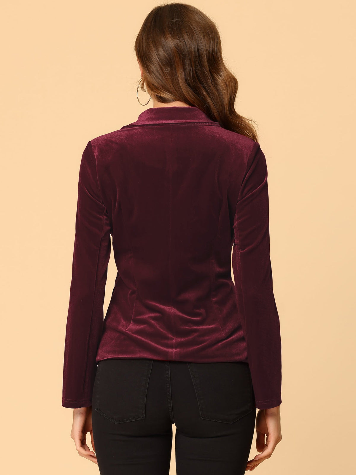 Button-Down Drape Velvet Blazer