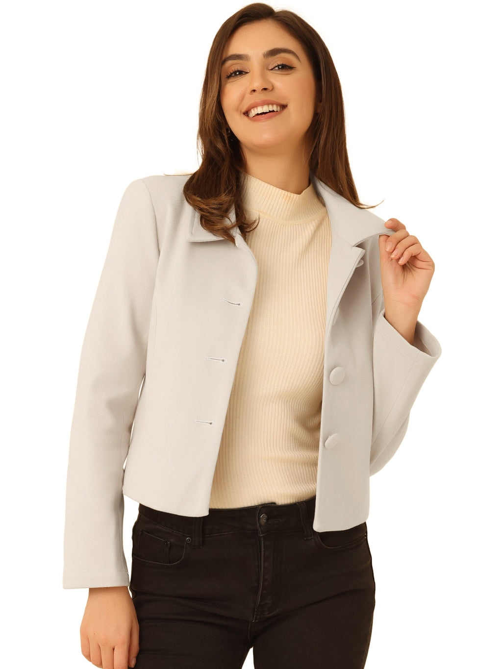 Cotton-Blend Point Collar Bomber Jacket