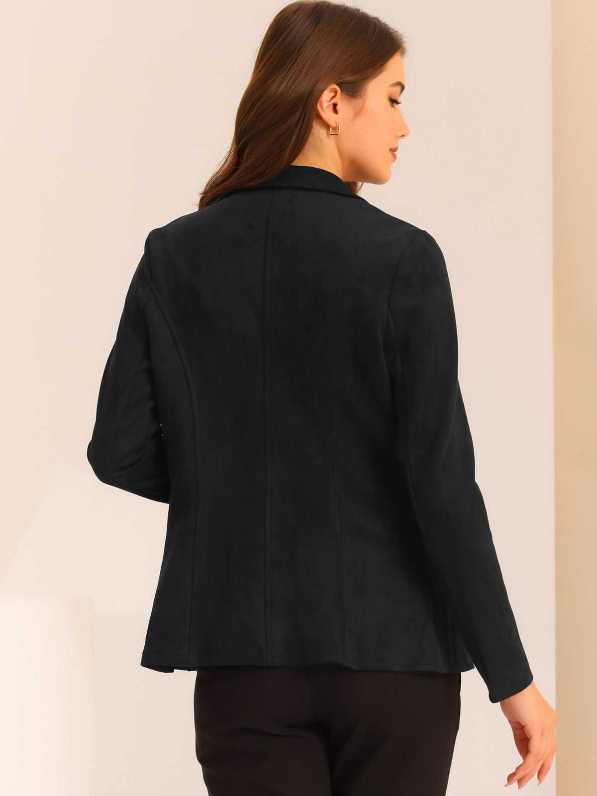Stretch Solid Faux Suede Blazer