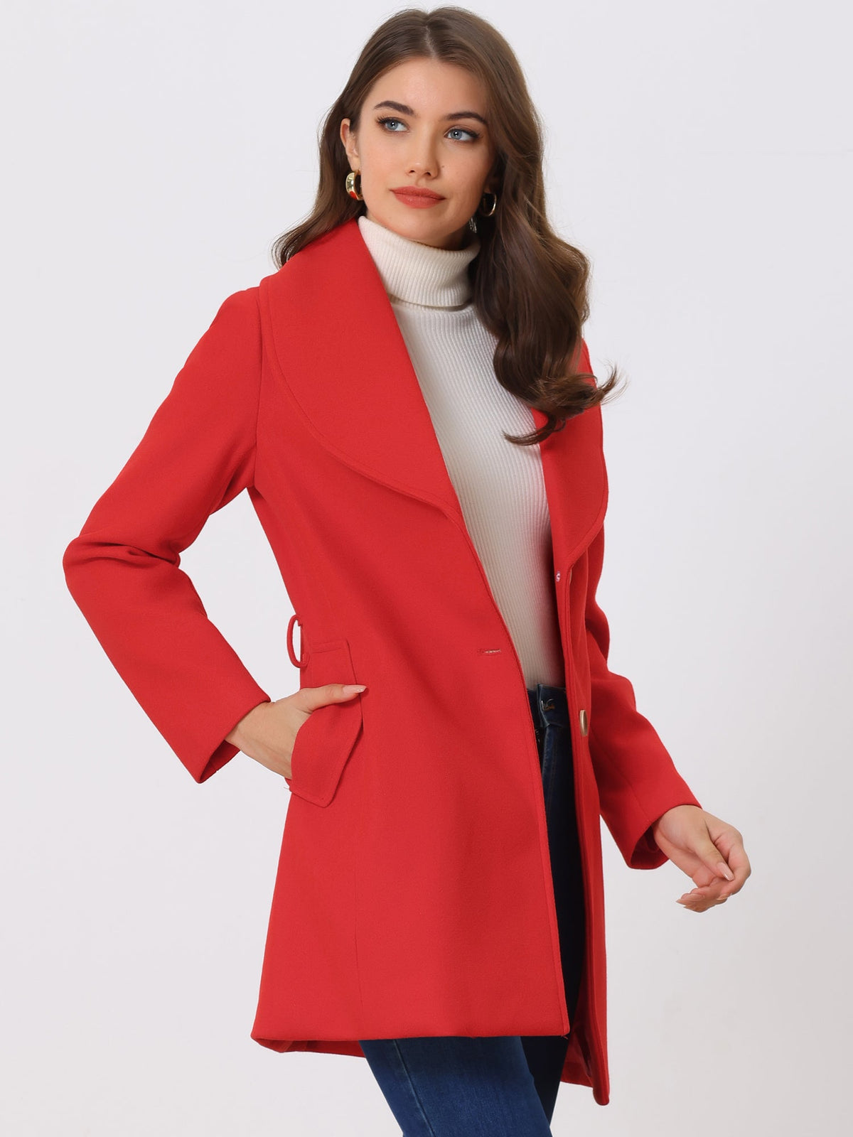 Round Lapel Belted Trench