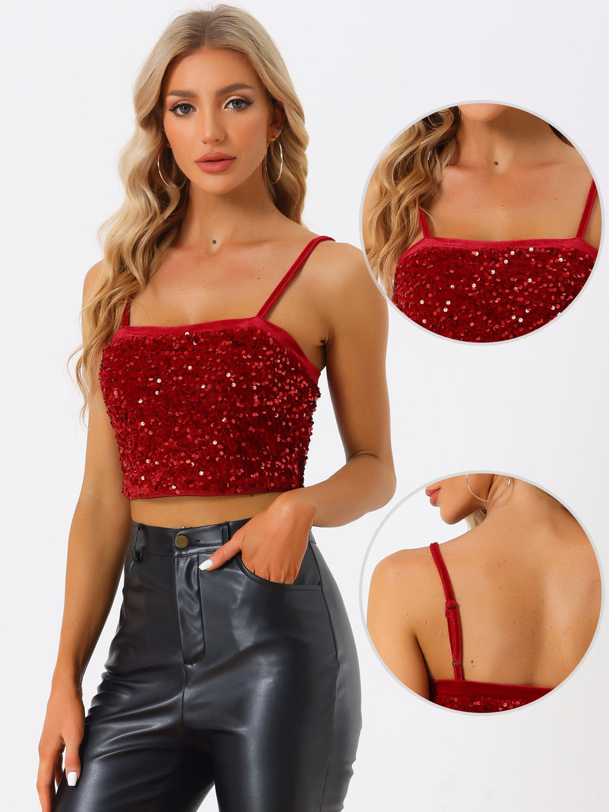 Velvet Sequined Crop Cami