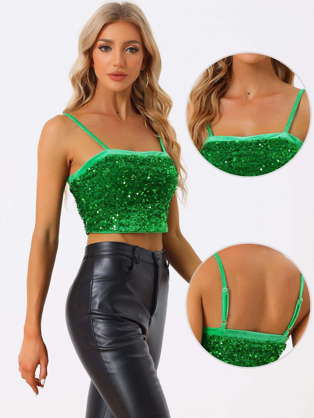 Velvet Sequined Crop Cami