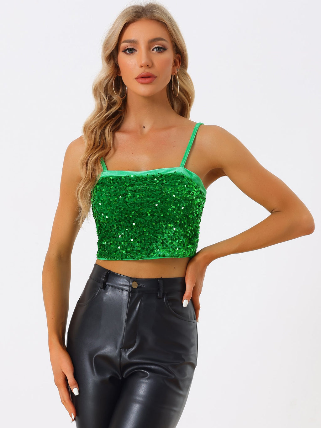 Velvet Sequined Crop Cami