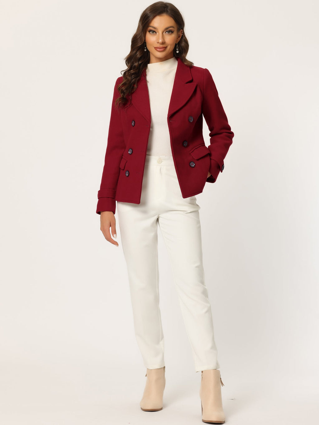 Button Cuff Double-Breasted Overcoat