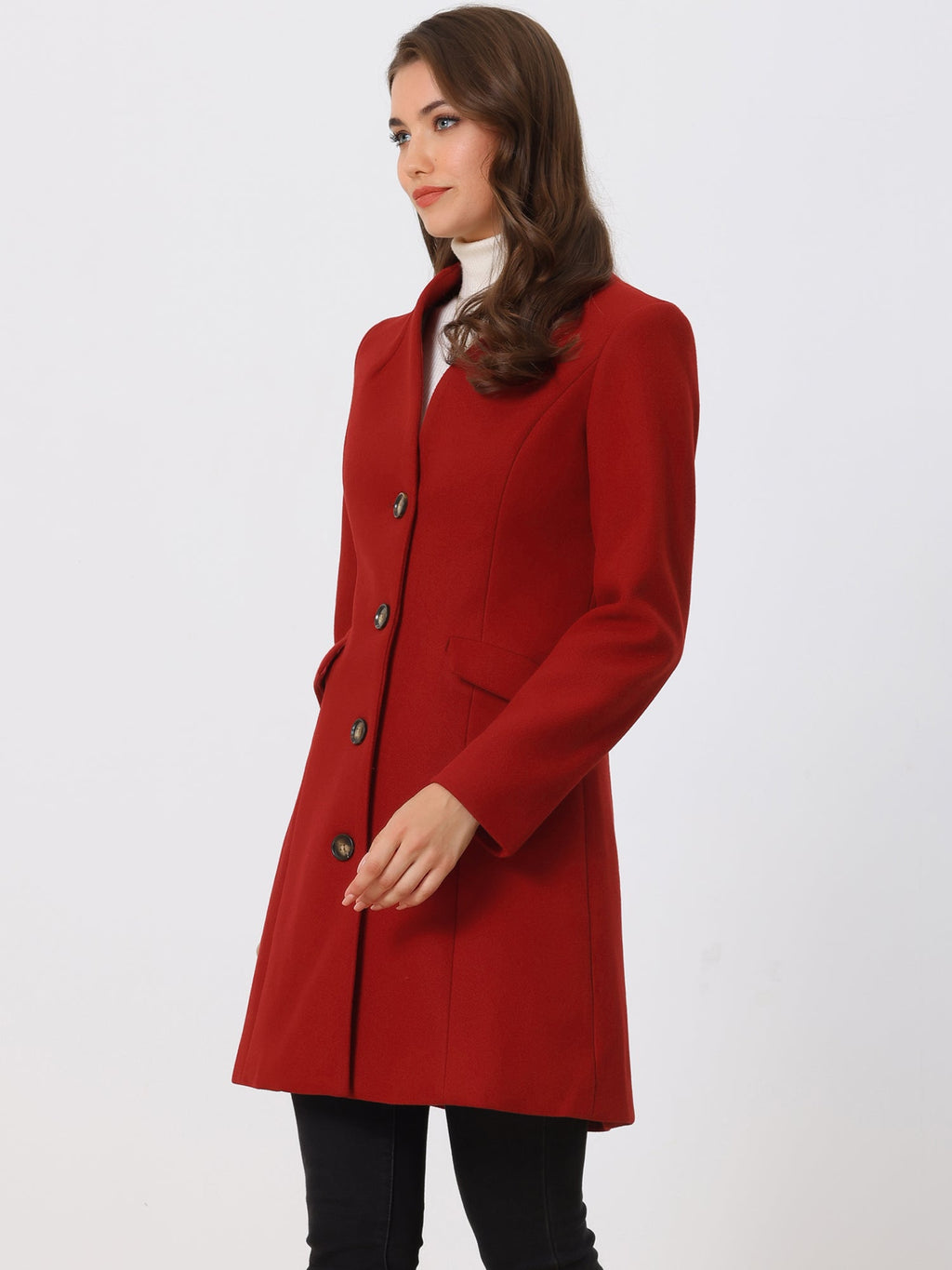 Slant Pocket Drape Single-Breasted Coat