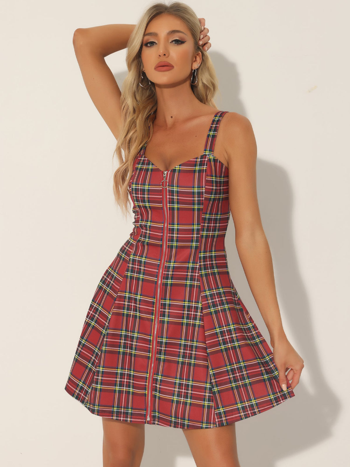 Plaid Sleeveless A-Line Dress