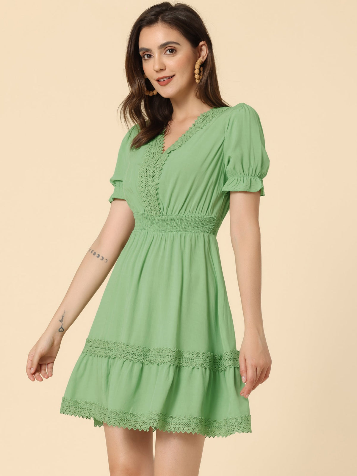 Crochet Lace Pleated Dress