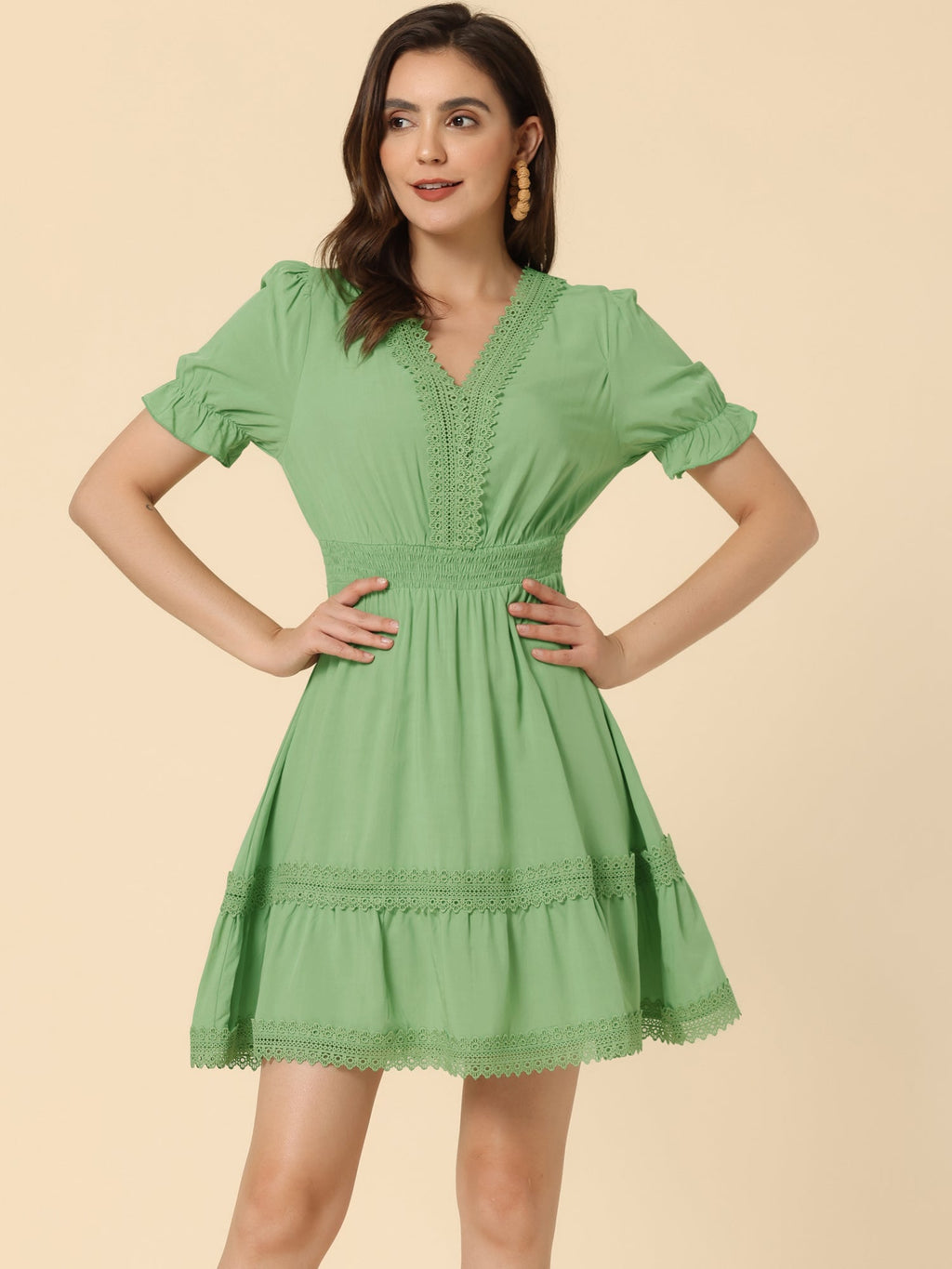 Crochet Lace Pleated Dress