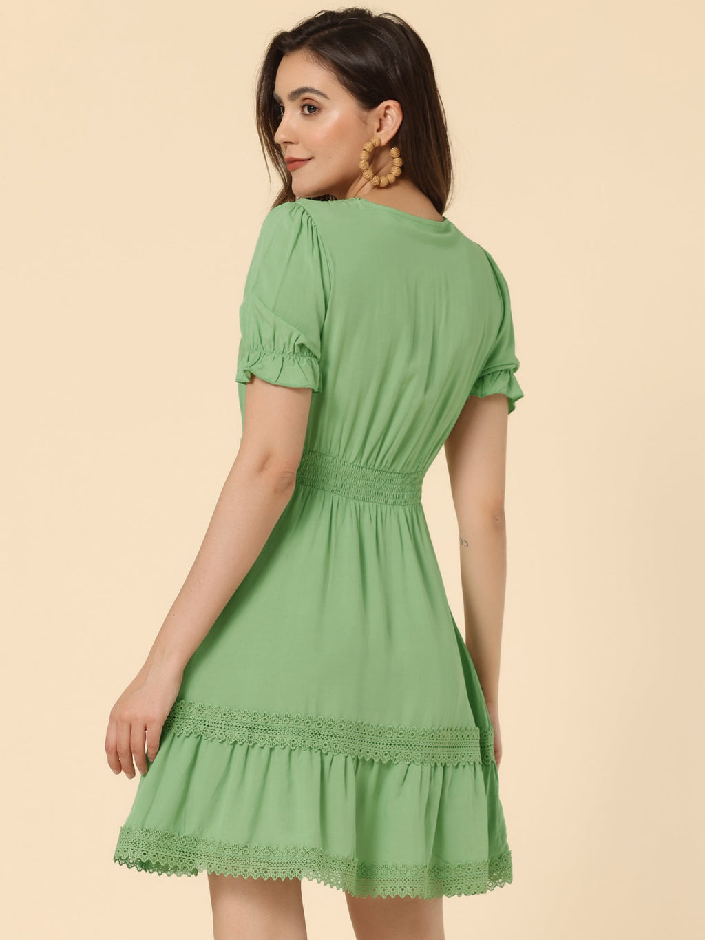 Crochet Lace Pleated Dress