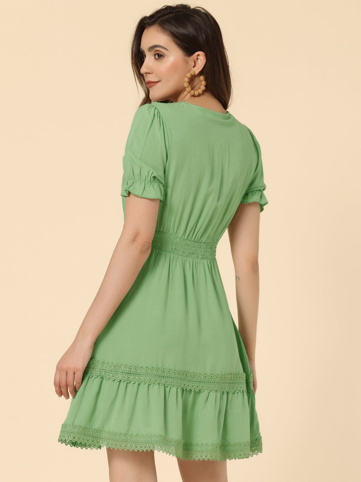Crochet Lace Pleated Dress
