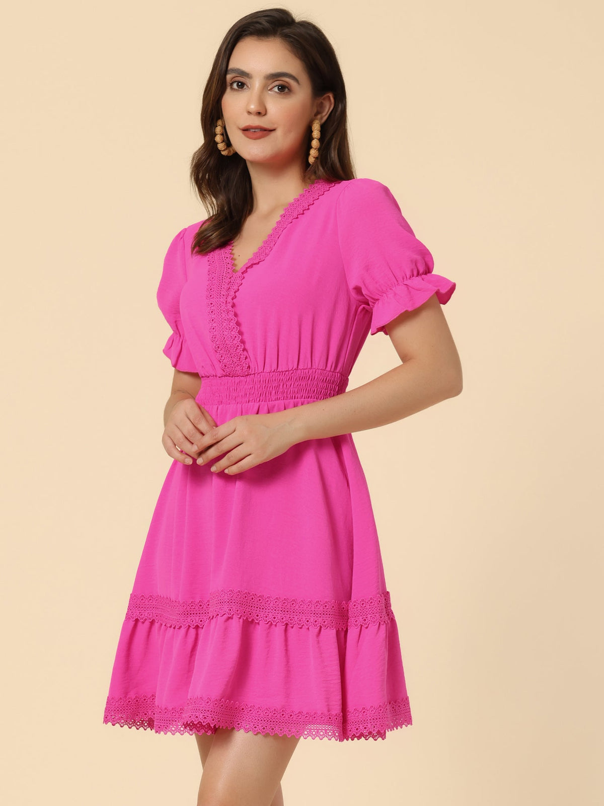 Crochet Lace Pleated Dress