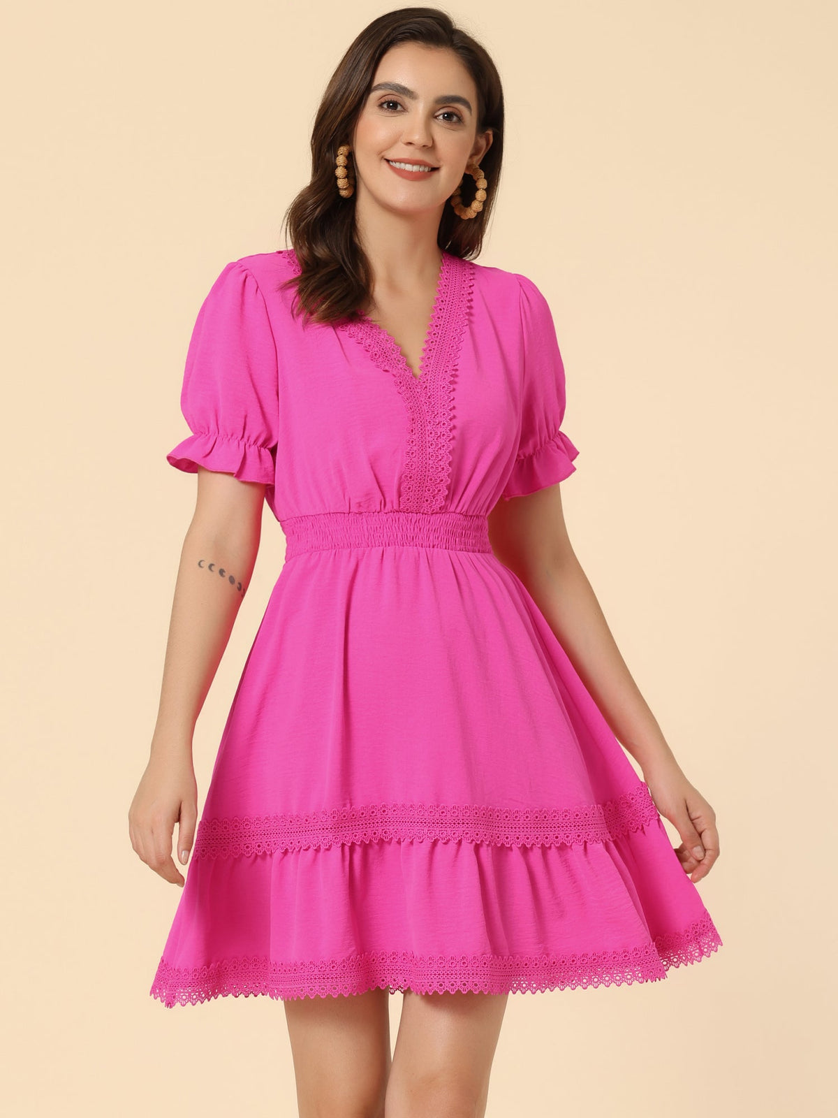 Crochet Lace Pleated Dress