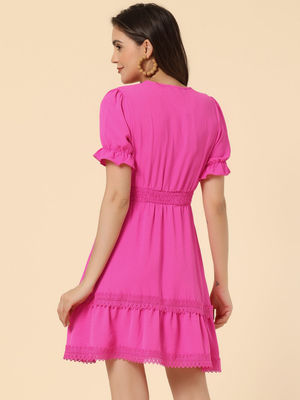Crochet Lace Pleated Dress