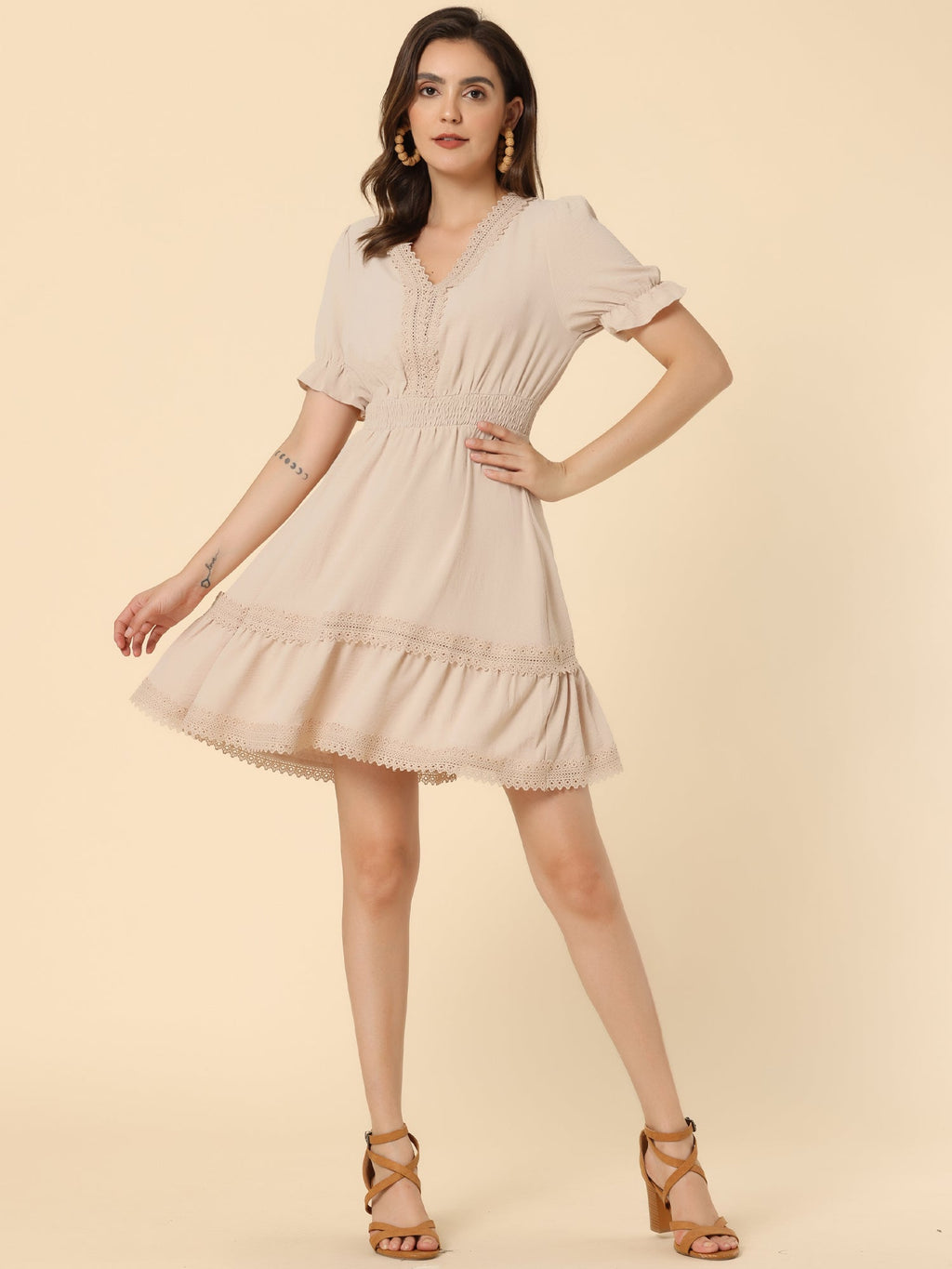 Crochet Lace Pleated Dress
