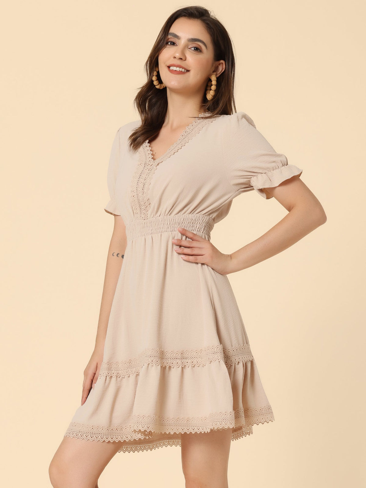 Crochet Lace Pleated Dress