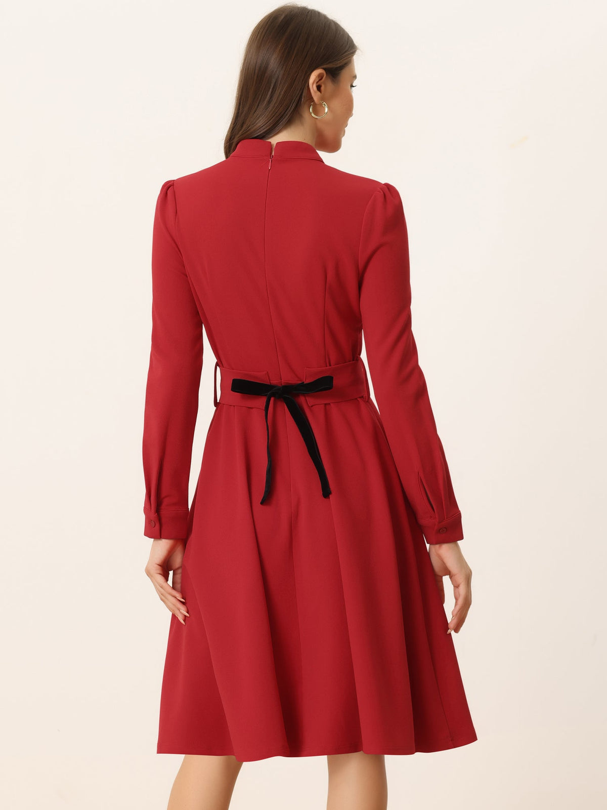 Knit Mock Neck Fit & Flare Dress