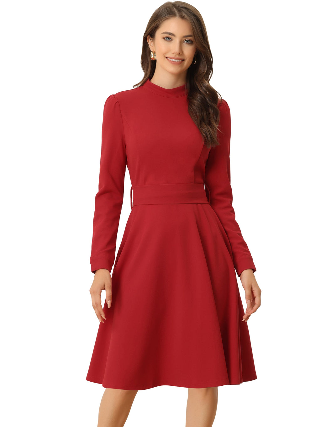 Knit Mock Neck Fit & Flare Dress