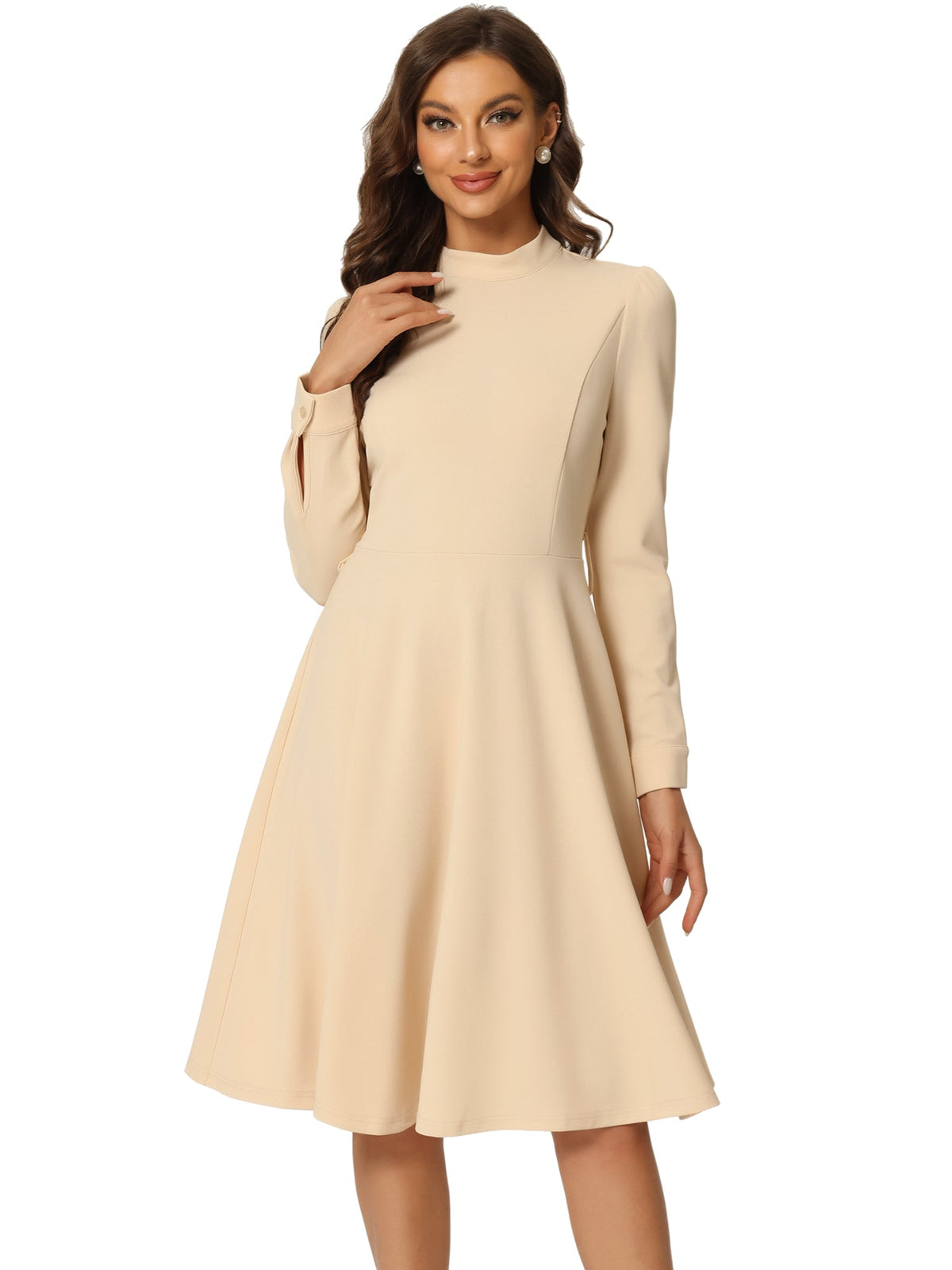 Knit Mock Neck Fit & Flare Dress