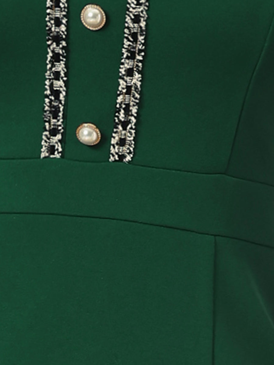 Tweed-Trim Work Dress