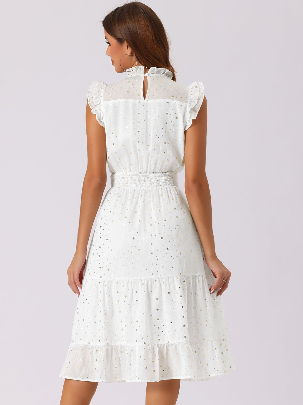 Star Print Sleeveless A-Line Dress