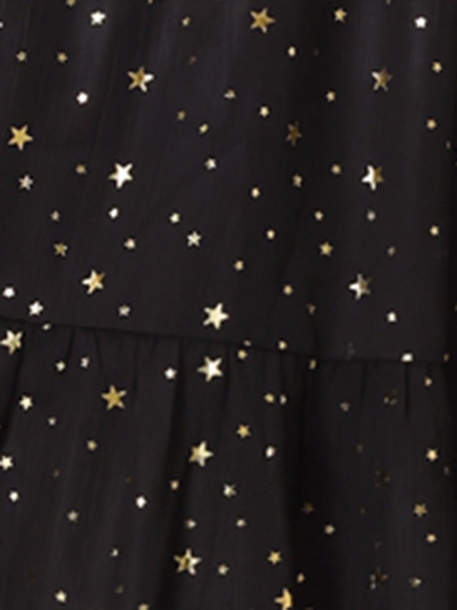 Star Print Sleeveless A-Line Dress