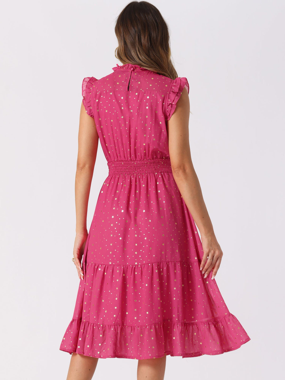 Star Print Sleeveless A-Line Dress