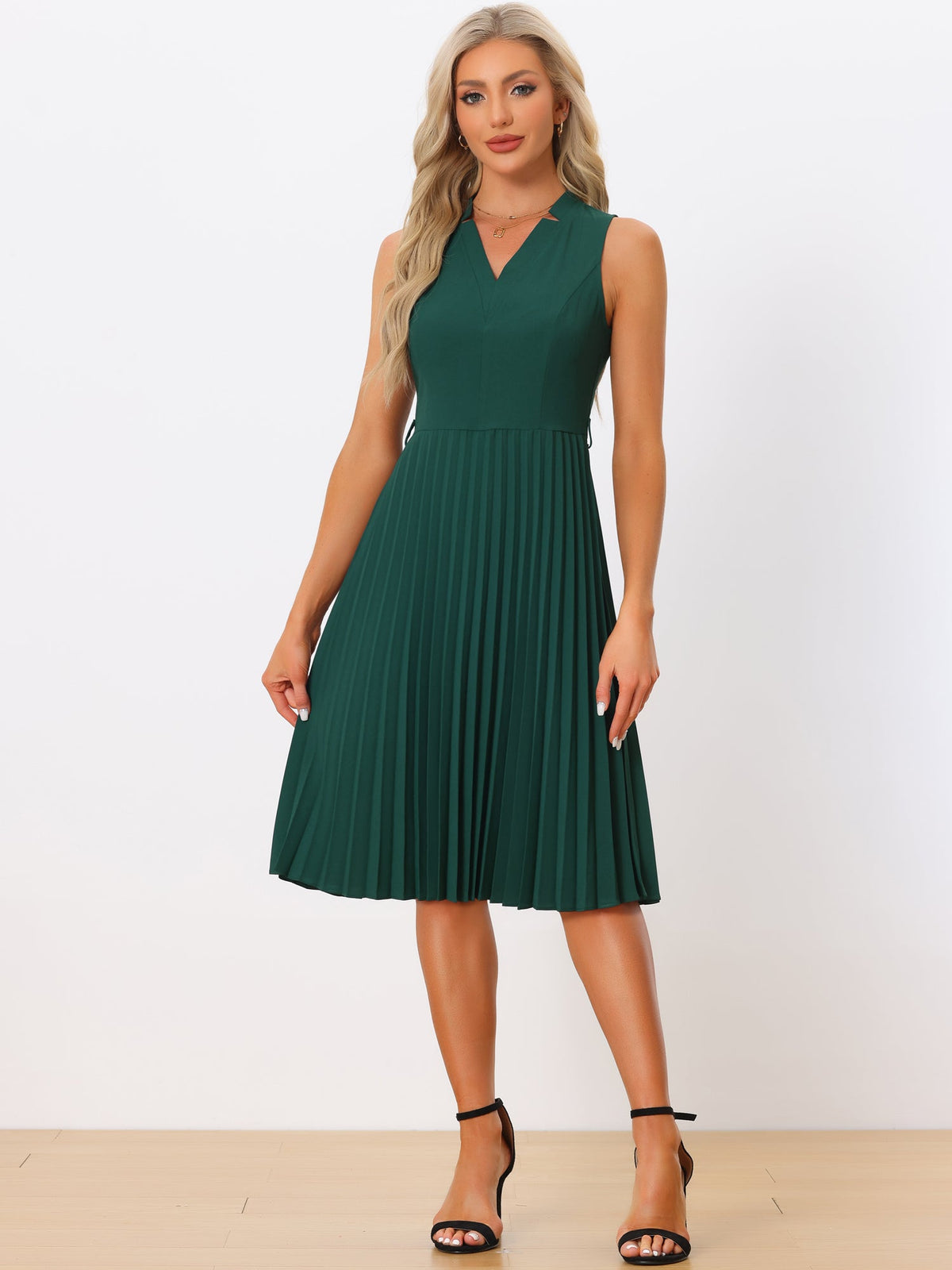 Knee-Length Solid Casual Dress