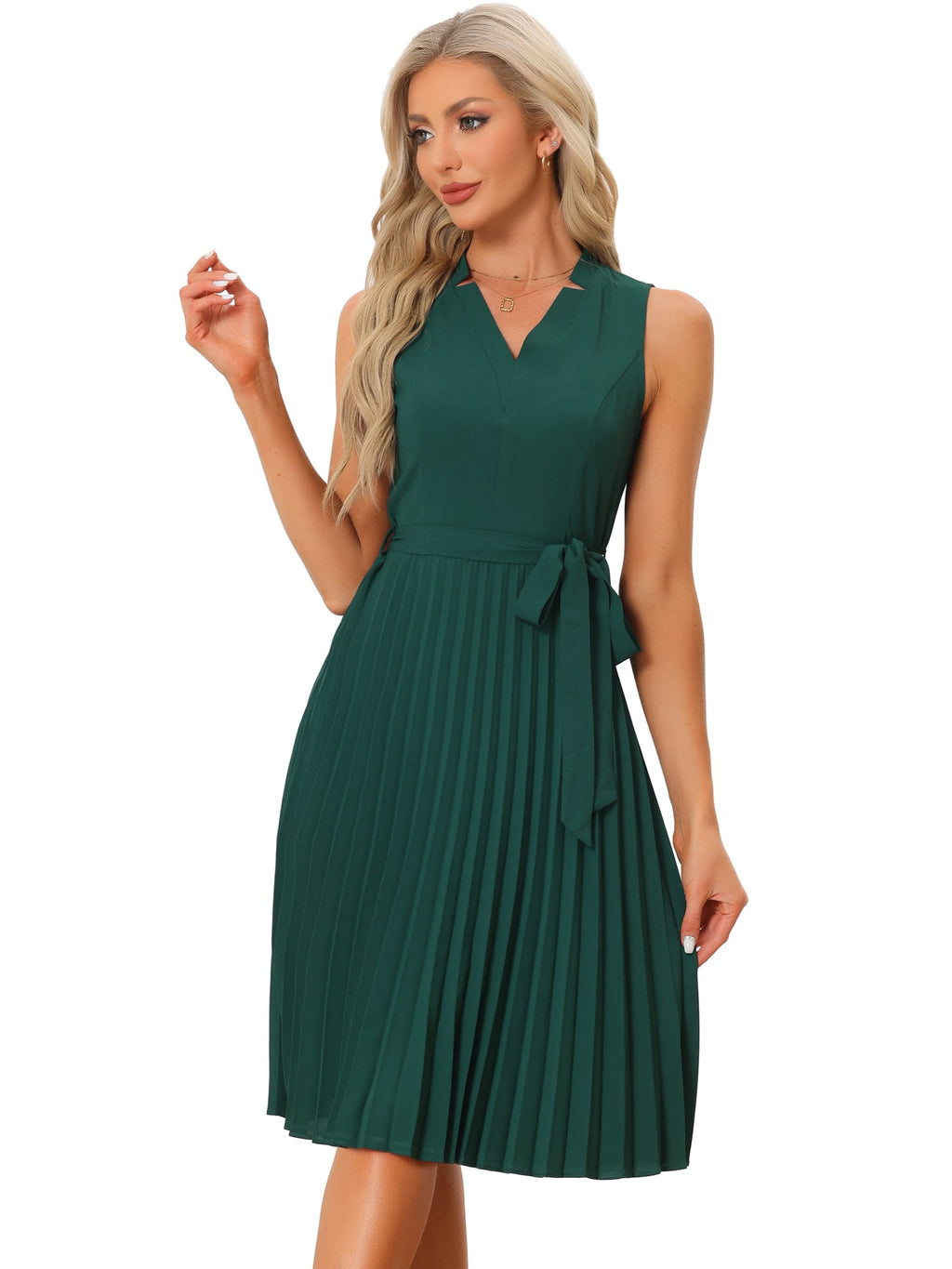 Knee-Length Solid Casual Dress