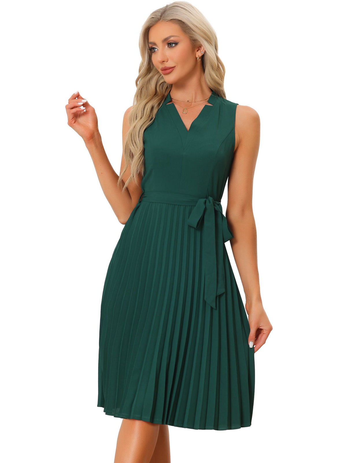 Knee-Length Solid Casual Dress