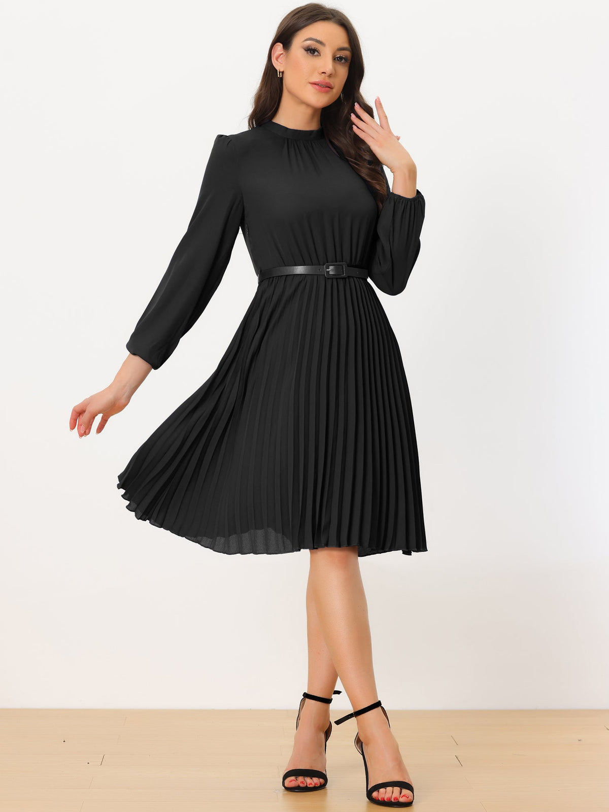 Solid Long-Sleeve Shirt Dress