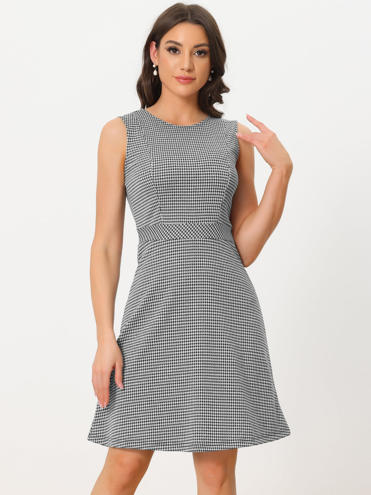 Round-Neck Sleeveless Fit-and-Flare Dress