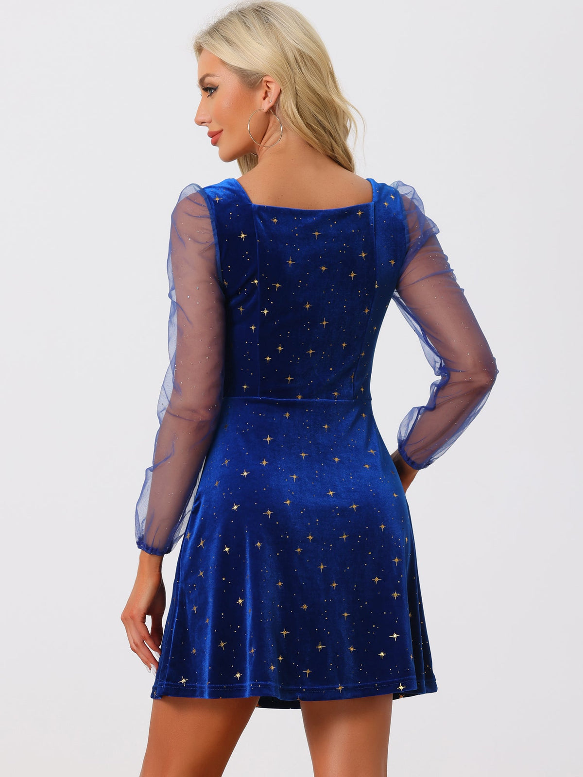 Glitter Star Square Neck Mini Dress